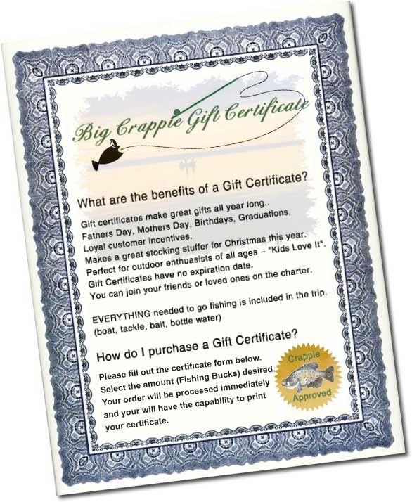 Gift Certificates, Big Crappie Fishing