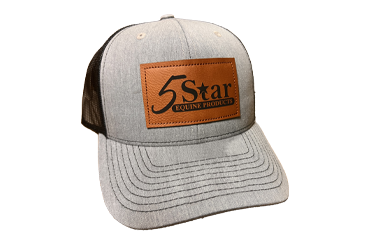 5 Star Heather Grey and Black Leather Patch Cap