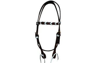 Oiled Bone Laced Brow Band Headstall