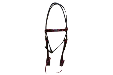 Oiled Red Laced Brow Band Headstall