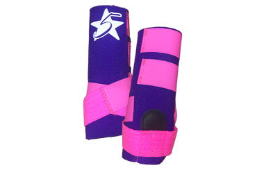REAR: 5 Star Patriot Sport Support Boot - Medium - Purple with Pink Straps