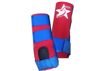 FRONT: 5 Star Patriot Sport Support Boot - Medium - Red with Blue Straps