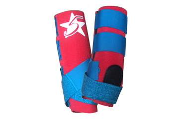 REAR: 5 Star Patriot Sport Support Boot - Medium - Red with Turquoise Straps