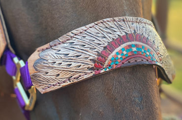 Hand Tooled and Painted Leather Halter - The Legend
