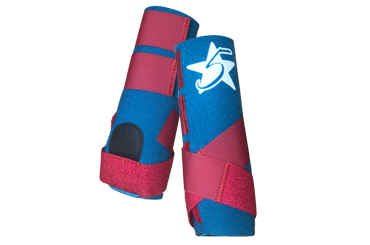 FRONT: 5 Star Patriot Sport Support Boot - Medium - Turquoise with Red Straps