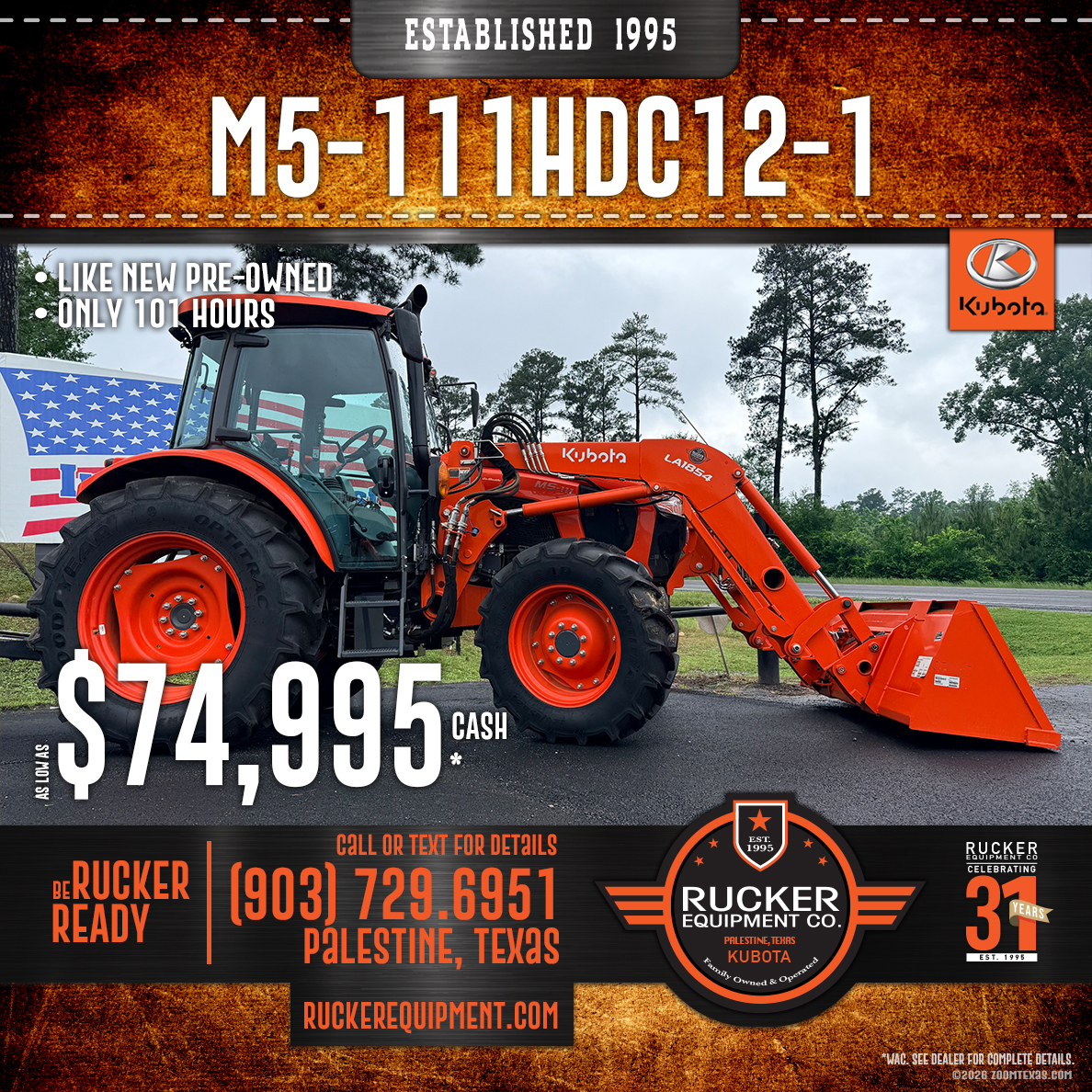 Pre-Owned 2024 Kubota M5-111HDC12-1